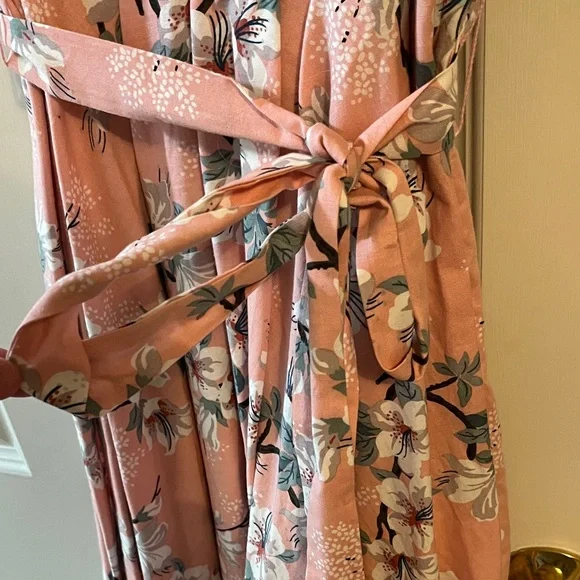 Floral Pink Wrap Dress a-line - Picture 3 of 7